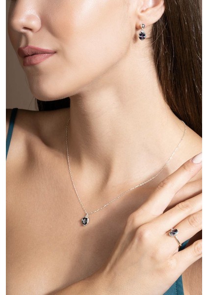 Mistik Topaz Taşlı Minimal Gümüş Kadın Takı Seti Gümüş Rengi - 11 fiyatları