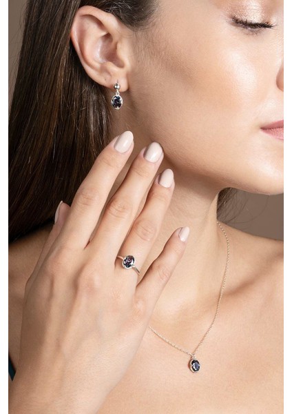 Mistik Topaz Taşlı Minimal Gümüş Kadın Takı Seti Gümüş Rengi - 11 modelleri