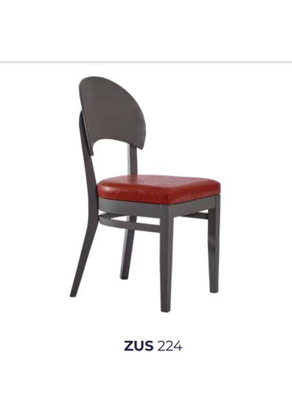 Sandalye Zus224 Papel Oval Sırt Model Kayın RETRO Parlak Antrasit Kırmızı Suni Der