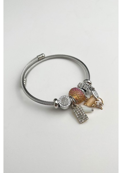 Çelik Pandora Figürlü Bileklik