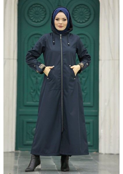Kapşonlu Lacivert Tesettür Kaban 60623L fiyatları