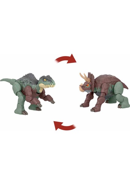 Değişim Serisi Çifte Tehlike Büyük Dinozor Figürleri HPD33 - Giganotosaurus &amp; Nasutoceratops