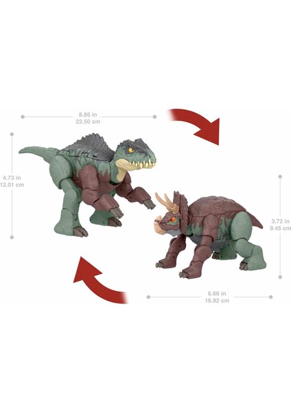 Değişim Serisi Çifte Tehlike Büyük Dinozor Figürleri HPD33 - Giganotosaurus &amp; Nasutoceratops