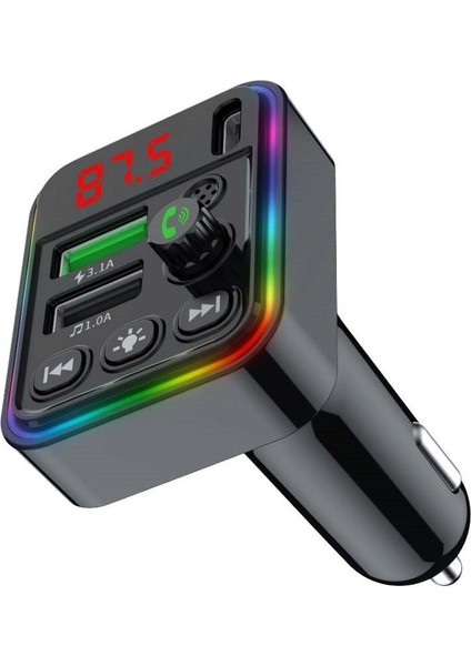 C617 Rgb Işıklı Pd 18 + Qc 3.1A Şarj Bluetooth 5.1V Fm Transmitter