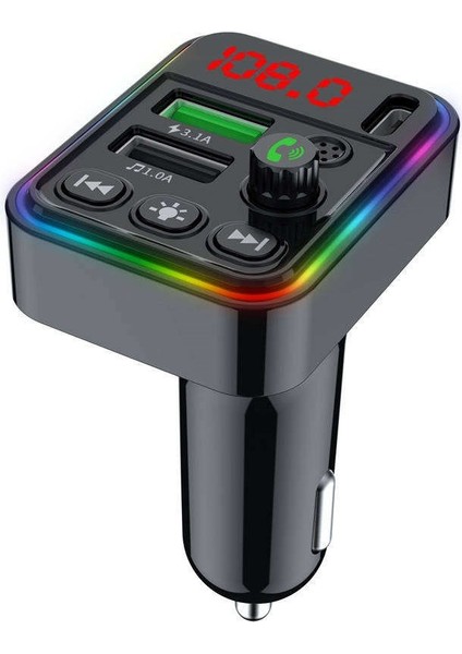 C617 Rgb Işıklı Pd 18 + Qc 3.1A Şarj Bluetooth 5.1V Fm Transmitter