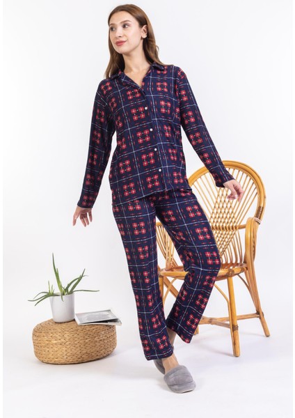 Yeni Sezon Düğmeli Süet Kadın Pijama Takımı 5503