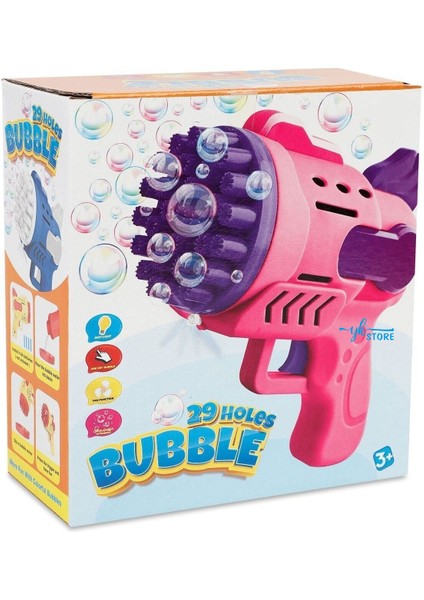 Yk Store Işıklı Pilli Köpük Baloncuk Makinesi Tabancası Yeni Tasarım Bol Köpük Süper Bubble Gun