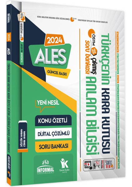 ALES Türkçenin Kara Kutusu Anlam Bilgisi(Sözcük-Cümle)Dijital Çözümlü Konu Özetli Soru Bankası