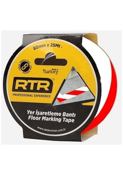 RYN5025K Yer Işaretleme Bantı 48 mm 25 mt Kırmızı-Beyaz