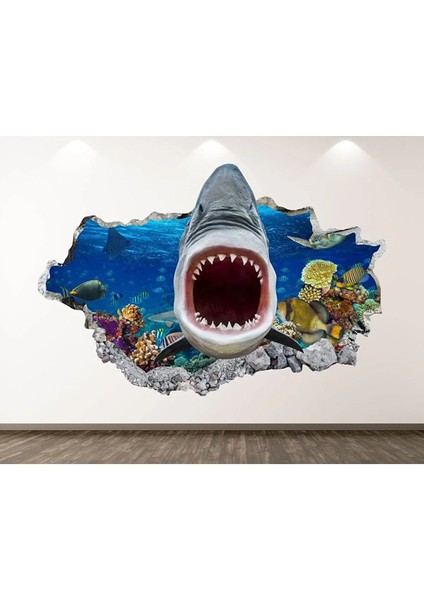Vahşi Köpek Balıkları Full Hd Baskı 3D Sticker Kaplama