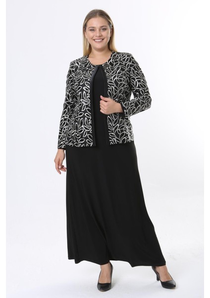 Büyük Beden 3815 Siyah Ceket+Elbise Takım modelleri