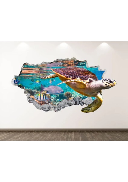 Vahşi Su Kablumbağası Full Hd Baskı 3D Sticker Kaplama