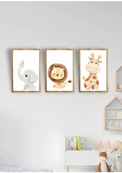 Çocuk / Bebek Odası Şekilleri Öğren %100 Mdf Duvar Tablo Seti 3 Parça