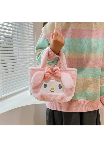 Kuromi Pembe Peluş Kadın Çanta Kadın Çantası El Çantası Günlük Çanta Tablet Çantası Kozmetik Çanta