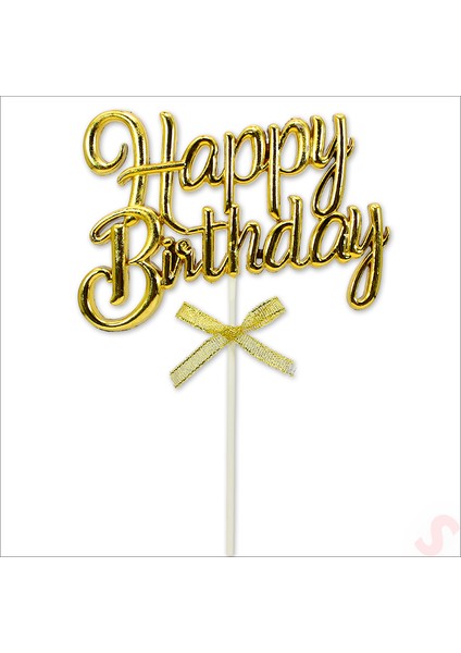 Happy Birthday Pasta Süsü, 23CM x 12,5cm - Altın