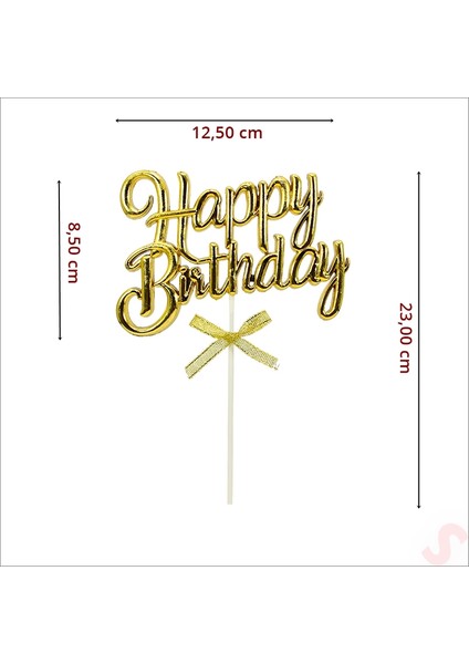 Happy Birthday Pasta Süsü, 23CM x 12,5cm - Altın fiyatları
