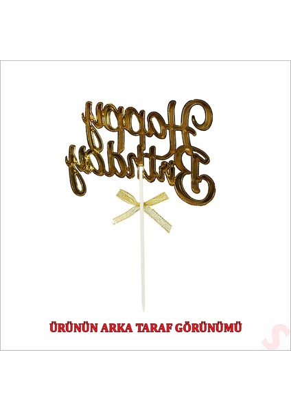 Happy Birthday Pasta Süsü, 23CM x 12,5cm - Altın modelleri
