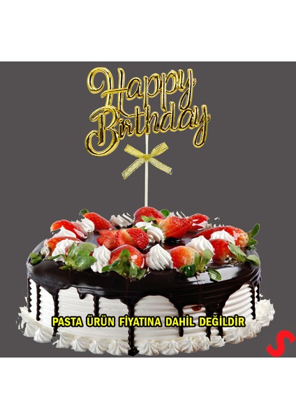 Happy Birthday Pasta Süsü, 23CM x 12,5cm - Altın fırsatları