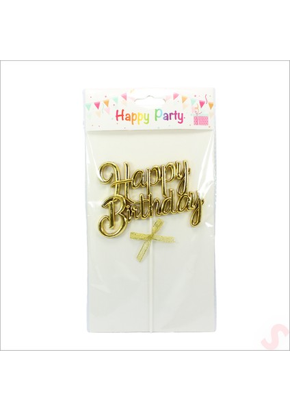 Happy Birthday Pasta Süsü, 23CM x 12,5cm - Altın indirimleri