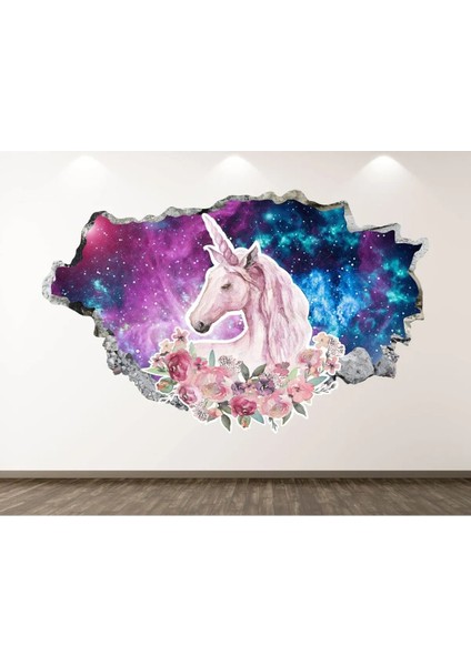 Sevimli Unicornlar Full Hd Baskı Çocuk Odası 3D Sticker Kaplama