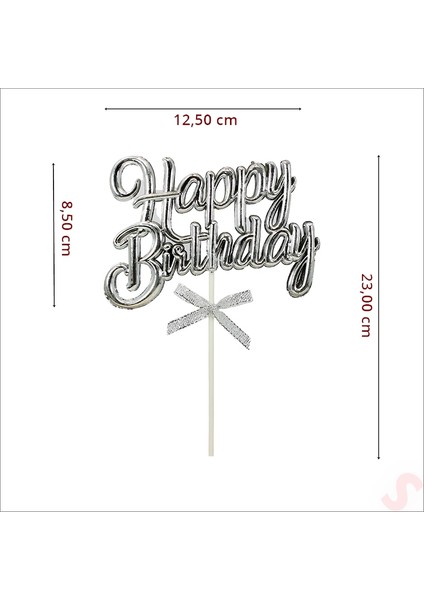 Happy Birthday Pasta Süsü, 23CM x 12,5cm - Gümüş fiyatları