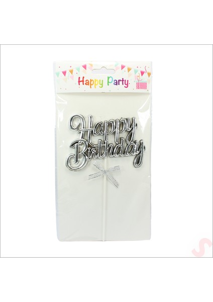 Happy Birthday Pasta Süsü, 23CM x 12,5cm - Gümüş indirimleri