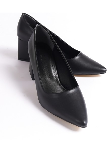MBZFR600-S Kadın Blok Topuklu 6 cm Sivri Burun Siyah Stiletto & Topuklu Ayakkabı fiyatları