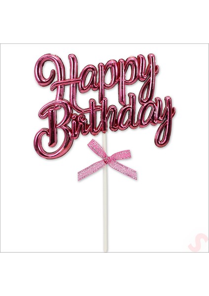Happy Birthday Pasta Süsü, 23CM x 12,5cm - Pembe