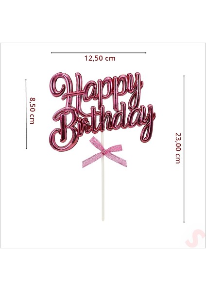 Happy Birthday Pasta Süsü, 23CM x 12,5cm - Pembe fiyatları