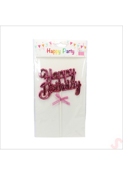 Happy Birthday Pasta Süsü, 23CM x 12,5cm - Pembe indirimleri