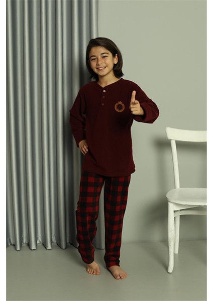 Erkek Çocuk Welsoft Polar Bordo Pijama Takımı 20549