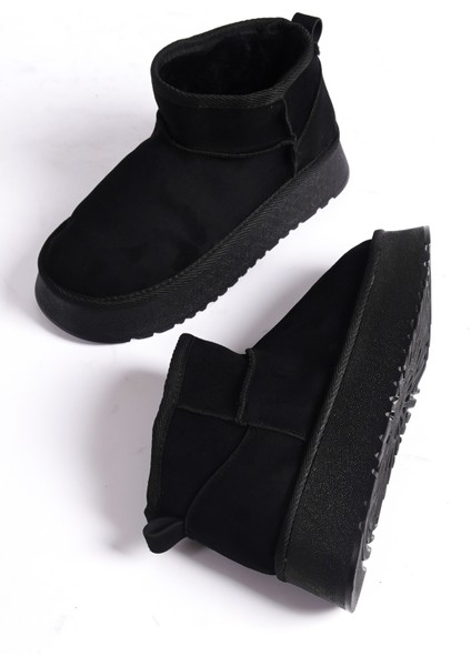 MBUCC1-S Mini Siyah Süet içi Kürklü Kalın Thermo Taban Yarım Bot & Bootie fırsatları