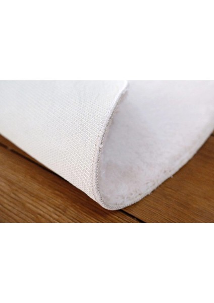 Krem Fluffy Yuvarlak Post Peluş Halı Kaymaz Taban Yumuşacık Yolluk