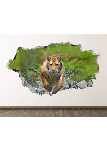 Asya Ormanlarının Kralı Kaplan Full Hd Baskı 3D Modern Duvar Sticker