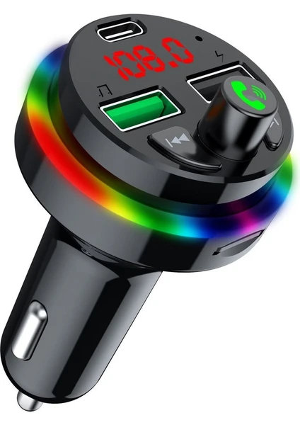 Sprange Stf1 Rgb Işıklı Pd 25W + Qc 3.1A Şarj Bluetooth 5.1V Fm Transmitter