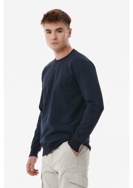 Basic Bisiklet Yaka Sweatshirt