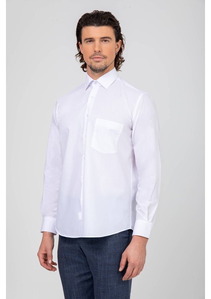 Erkek Beyaz Regular Fit Desenli Gömlek fiyatları
