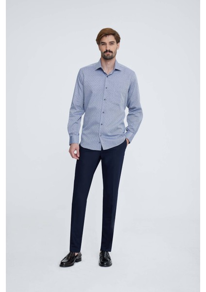 Erkek Açık Gri Uzun Kol Regular Fit Gömlek