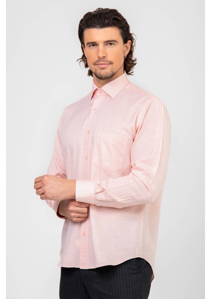 Erkek Pembe Uzun Kol Regular Fit Gömlek modelleri