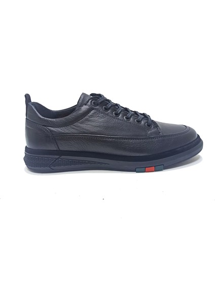Siyah Deri Erkek Sneaker Ayakkabı