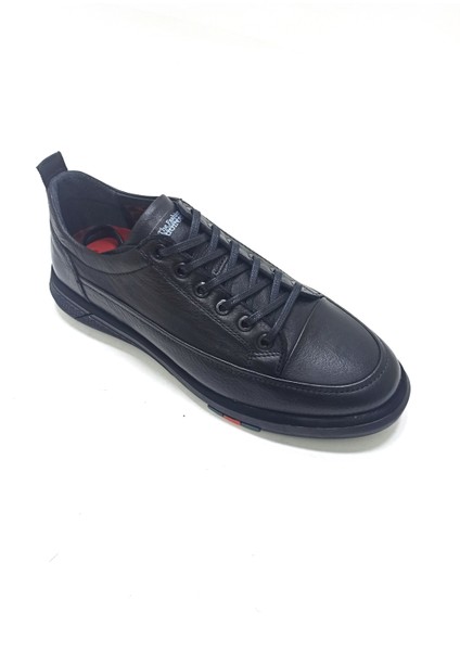 Siyah Deri Erkek Sneaker Ayakkabı fırsatları
