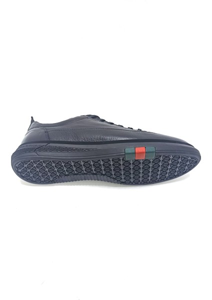 Siyah Deri Erkek Sneaker Ayakkabı indirimleri