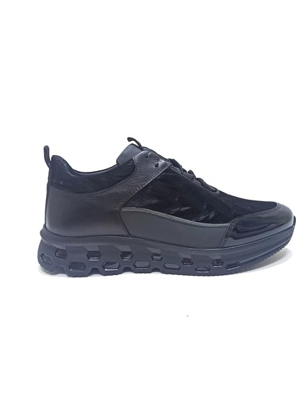 Siyah Deri Erkek Sneaker Ayakkabı