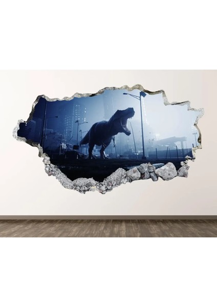 Vahşi Dinozorlar Full Hd Baskı 3D Modern Duvar Sticker