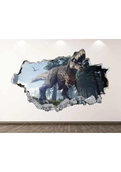Vahşi Dinozorlar Full Hd Baskı 3D Modern Duvar Sticker