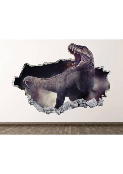 Vahşi Dinozorlar Full Hd Baskı 3D Modern Duvar Sticker