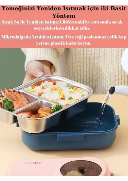 Lattice Design Lunch Box Tek Katlı – Çorba Kaseli - Paslanmaz Çelik Sefer Tası – 1100 ml