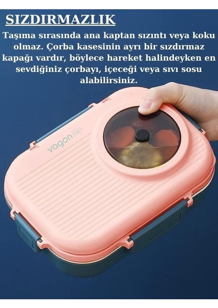 Lattice Design Lunch Box Tek Katlı – Çorba Kaseli - Paslanmaz Çelik Sefer Tası – 1100 ml