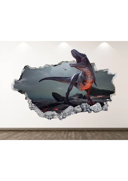 Dinozorlar Full Hd Baskı 3D Modern Duvar Sticker Seti
