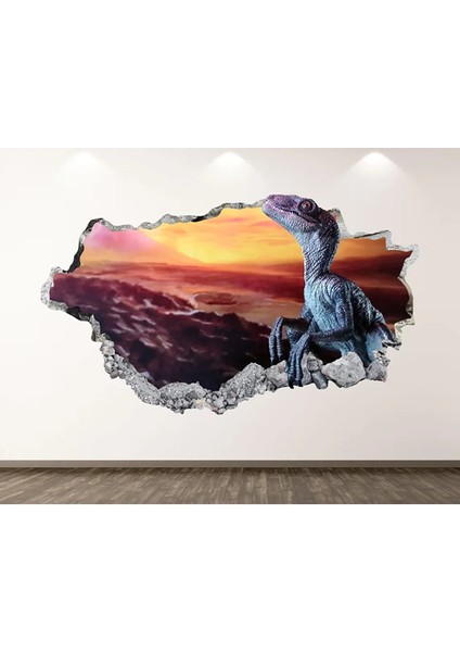Dinozorlar Full Hd Baskı 3D Modern Duvar Sticker Seti